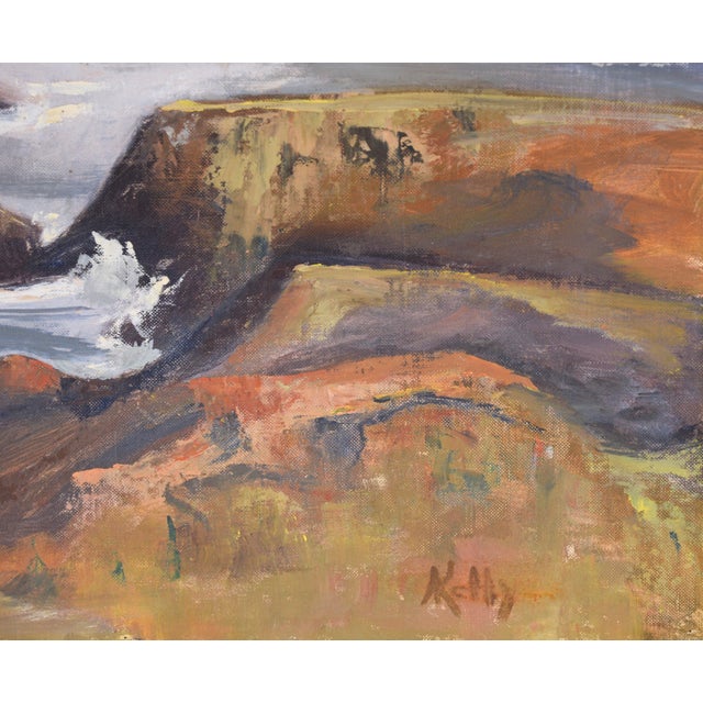 Blue Foggy Coastal Seascape in Oil on Illustration Board For Sale - Image 8 of 9