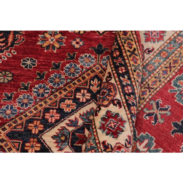 Rustic Super Kazak Red/Beige Wool Rug - 4'9'' X 6'8'' For Sale - Image 4 of 8
