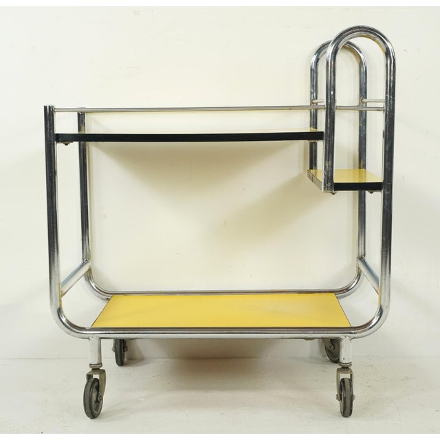 1950s Mid Century Modern Rolling Bar Cart For Sale - Image 4 of 9