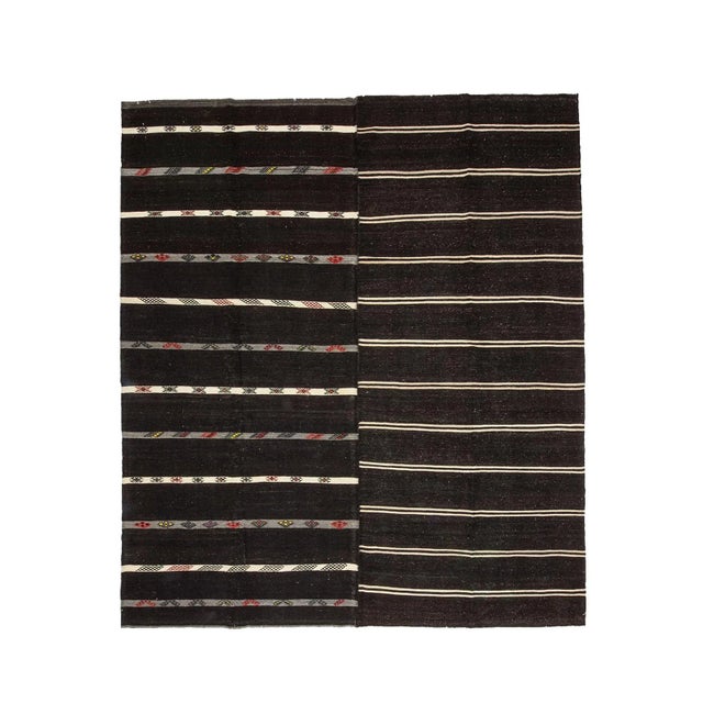 1960s Vintage Striped Turkish Kilim Rug- 11′1″ × 12′7″ For Sale - Image 4 of 4