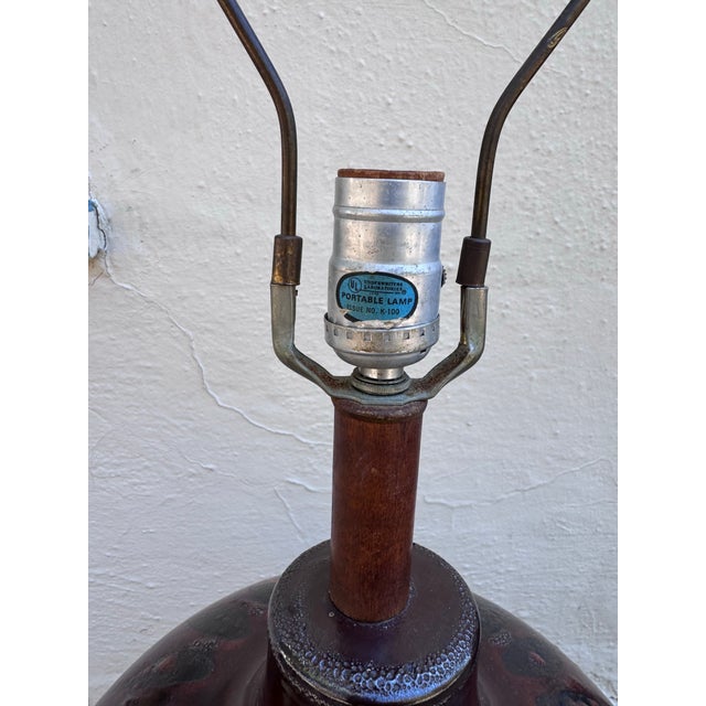 Large Italian Studio Pottery Table Lamp, Volcanic Lava Glaze, Circa 1960s–70s For Sale In San Francisco - Image 6 of 10