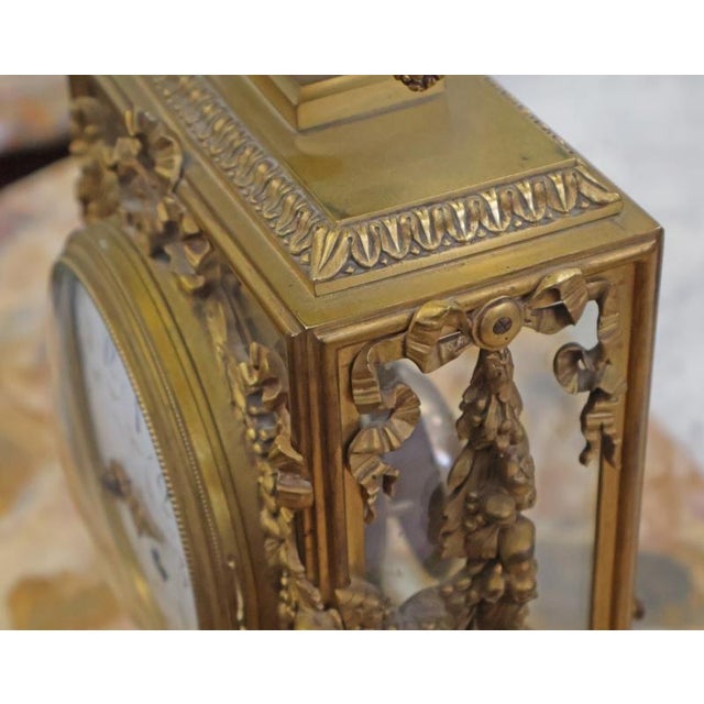French Napoleon III Bronze & Glass Mantel Clock by Vincenti & Cie Circa 1870 For Sale - Image 16 of 16