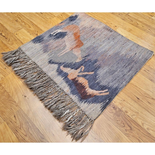 Gray Vintage Handwoven African Tapesty Wall Art, Reflection in Pond Mohair, Lesotho For Sale - Image 8 of 10