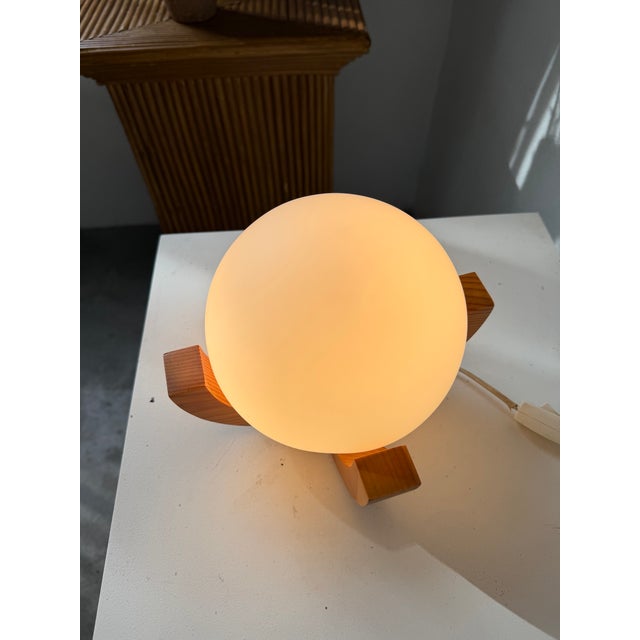 Vintage Ball Desk Lamp with Pine Stand, 1980s For Sale - Image 15 of 18