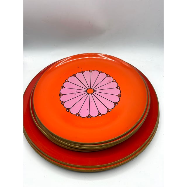 Plastic Vintage CTO Japan Melamine Flower Power Plates and Serving Platters, Set of 10 For Sale - Image 7 of 17