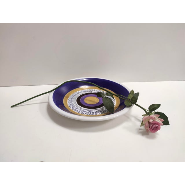 Postmodern Lacquered Ceramic Dessert Plate by Antonia Campi for Richard Ginori, Italy, 1970s For Sale - Image 3 of 10