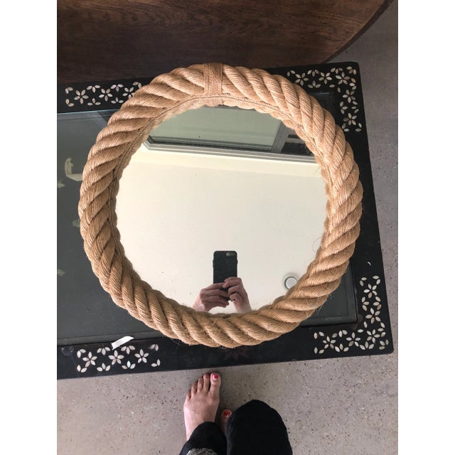 Mid-Century Round Rope Mirror Adrien Audoux and Frida Minet For Sale In Austin - Image 6 of 6
