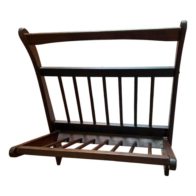 Vtg Danish Modern Mid Century Teak Magazine Rack Record Holder For Sale