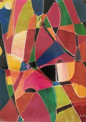 Abstract Modern “Vitrales” – Signed F, 2020