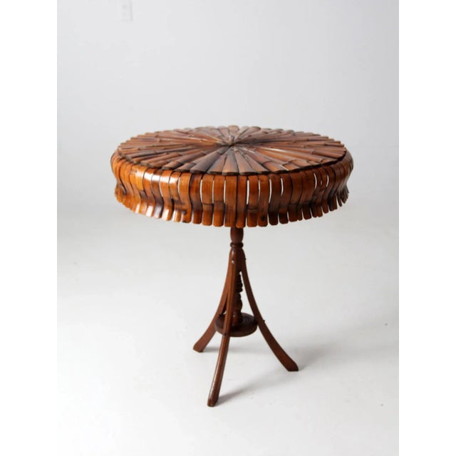 American Antique Round Bamboo Accent Table For Sale - Image 3 of 11