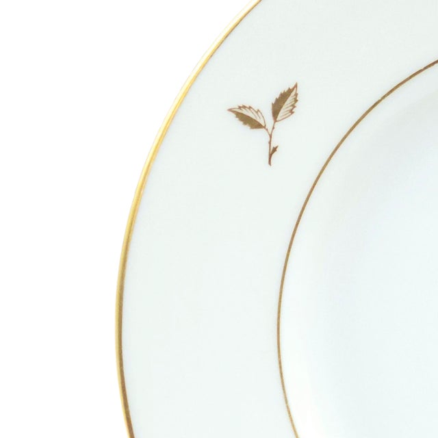 White Vintage Lenox Bone China Bread Plates Gold Trim Rose Pattern Usa Mid-Century Tableware Set of 9 For Sale - Image 8 of 12