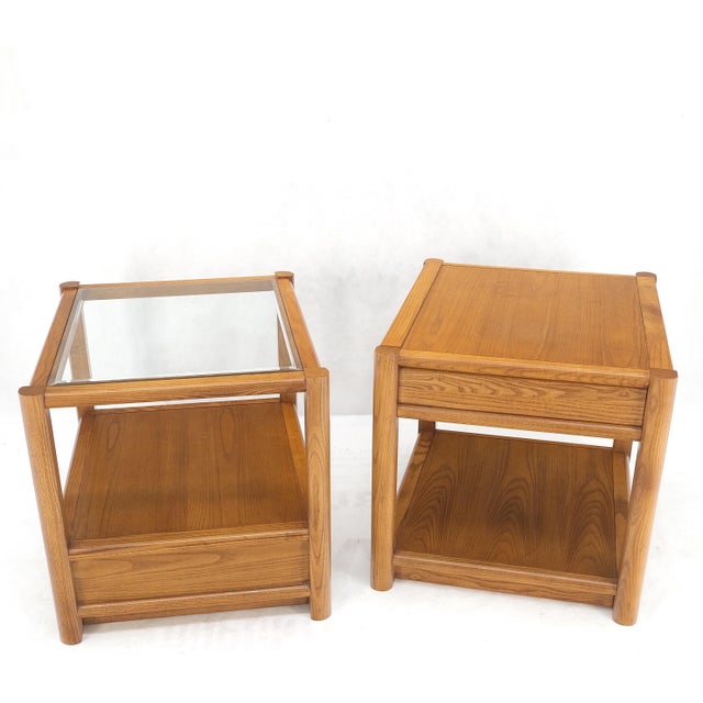 Tangerine Pair Quality Glass Top One Drawer Side End Tables Nightstands Thomasville Mint! For Sale - Image 8 of 18