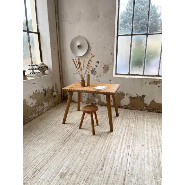 Old brutalist table type savoyard table, entirely handcrafted and unique. in solid oak, it is very dense and quite heavy....