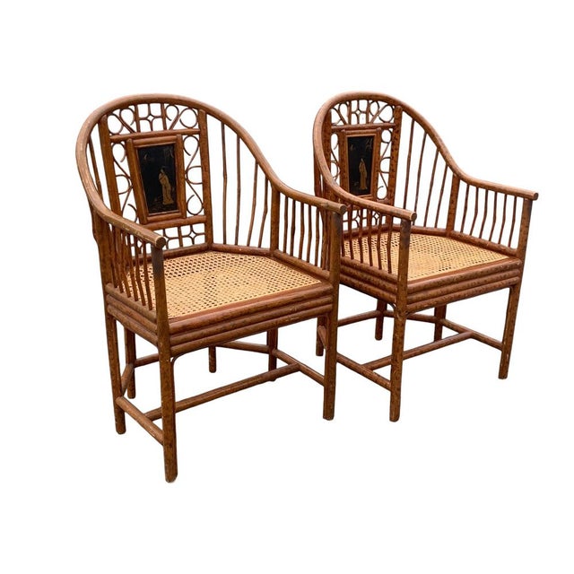 Brighton Pavilion Faux Bamboo Chairs, Set of 2 For Sale - Image 5 of 14