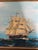 Navy Blue 2018 Signed "Brennan" Folk Art Maritime Sailing Ship Painting in Ornate Frame For Sale - Image 8 of 17