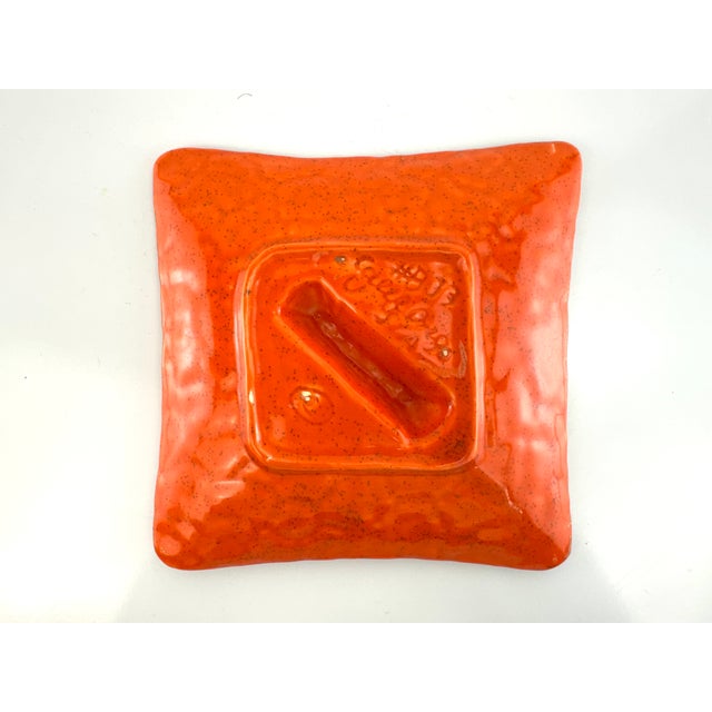 Mid 20th Century Japanese Orange Glaze Ceramic Catchall For Sale - Image 9 of 9