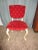1950s French Provincial Cream Wood Side Chair in Tufted Red Velvet For Sale - Image 12 of 12