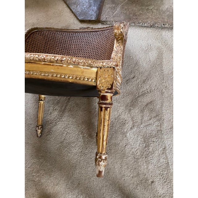 Antique Louis XV Style Gilded Cane Bergère Chair – Post‑1950 French Provincial Elegance For Sale - Image 9 of 9