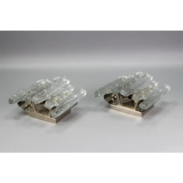 Austrian Icicle Ice Glass 3-Light Sconces from Kalmar Franken KG, 1970s, Set of 2 For Sale - Image 14 of 18