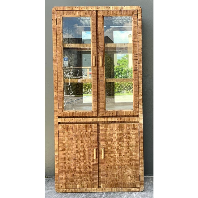 Vintage Woven Rattan Cabinet For Sale - Image 10 of 12