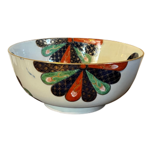 Antique 18th Century Worcester Porcelain Imari Bowl in the Japan Fan Pattern Circa 1765 - 1775