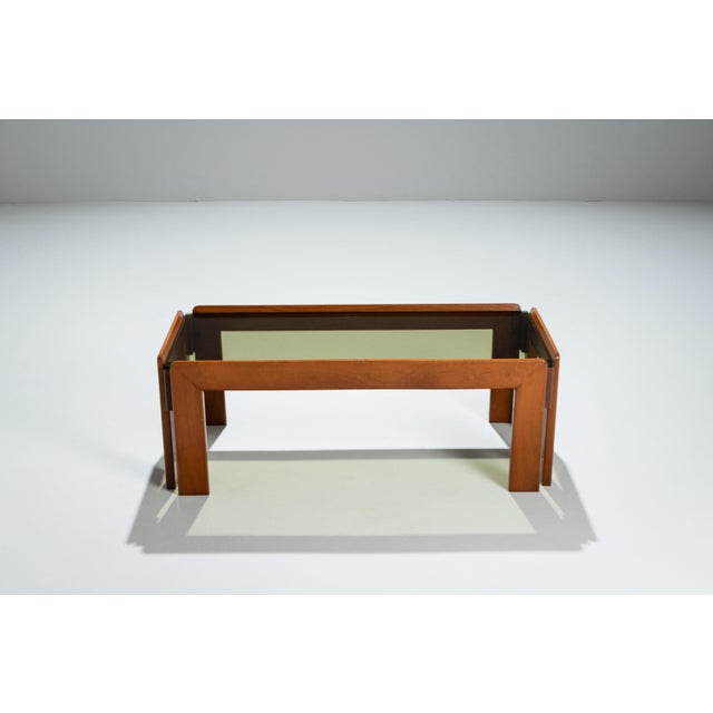 Afra & Tobia Scarpa Vintage Coffee Table with Smoke Glass Top by Afra & Tobia Scarpa, 1970s For Sale - Image 4 of 12