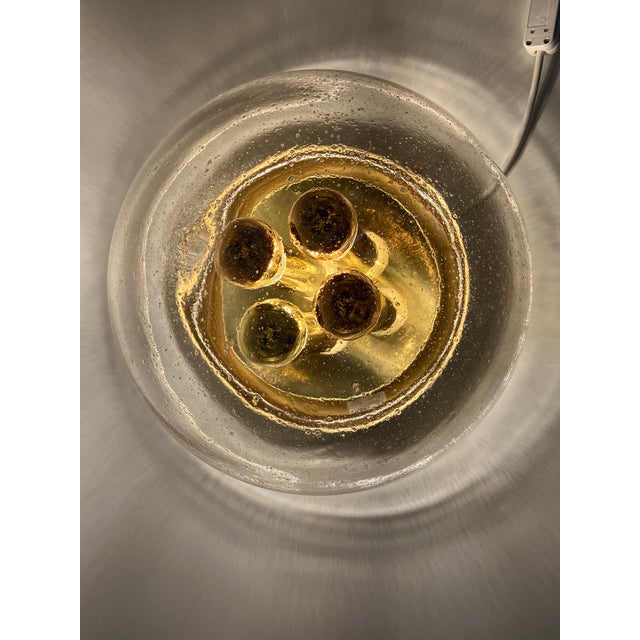 Metal German Half-Spherical Ceiling Lamp in Bubble Glass from Glashütte Limburg, 1960s For Sale - Image 7 of 14