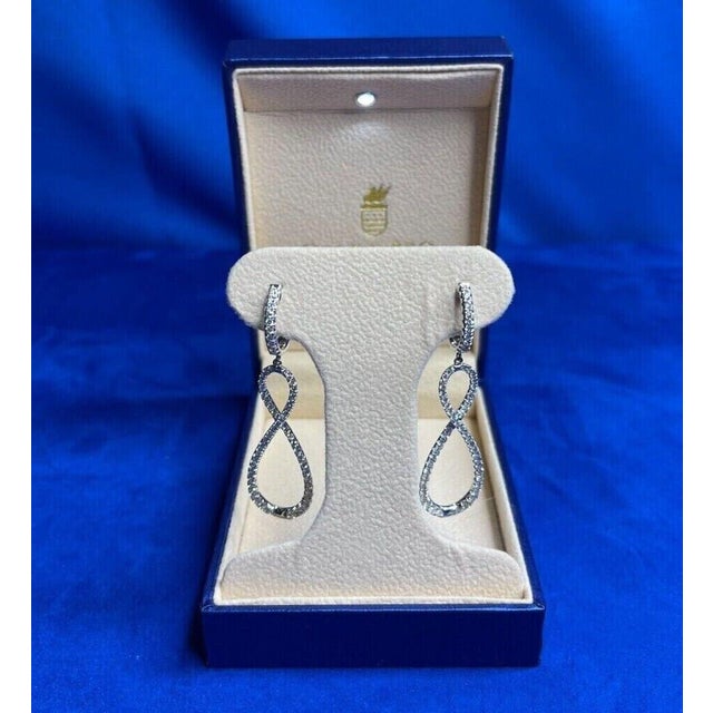 Metal 2.5 Carat Fancy Round Pear Shape Brilliant Cut Diamond Hoop 14 Karat White Gold, A Pair For Sale - Image 7 of 9