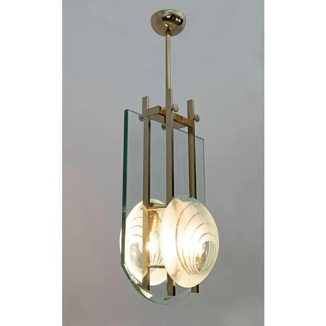 Metal Mid-Century Modern Italian Brass and Crystal Pendant from Galotti & Radice, 1970 For Sale - Image 7 of 8