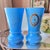 Glass Large Pair of Antique Turquoise Blue Opaline Vases – Hand-Painted Heron Medallions, Gilt Accents For Sale - Image 7 of 9