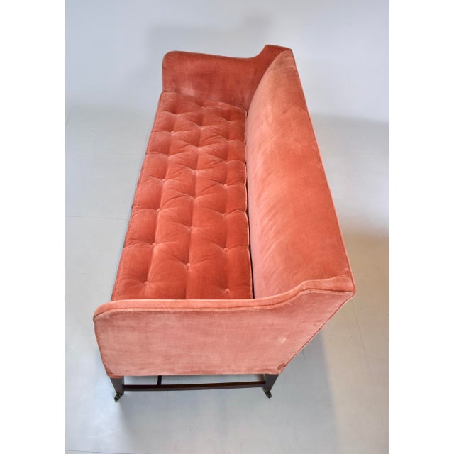 Classic Vintage Hepplewhite Velvet Sofa on Brass Casters For Sale In Philadelphia - Image 6 of 12