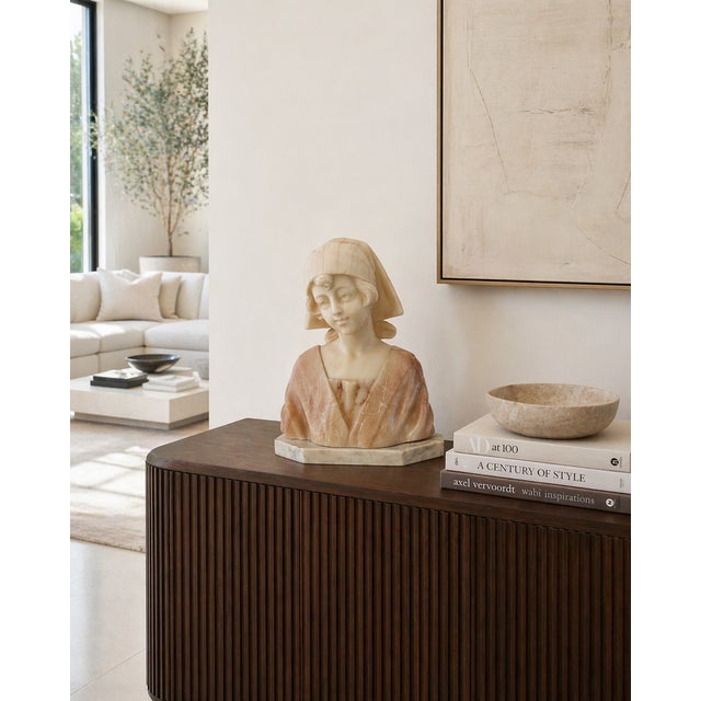 Antique Victorian Alabaster Bust, 1860 For Sale - Image 3 of 14