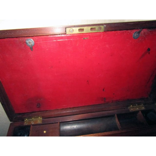 Early 19th Century English Regency Mahogany Travelling Lap Desk Box with Secret Compartment For Sale - Image 5 of 13