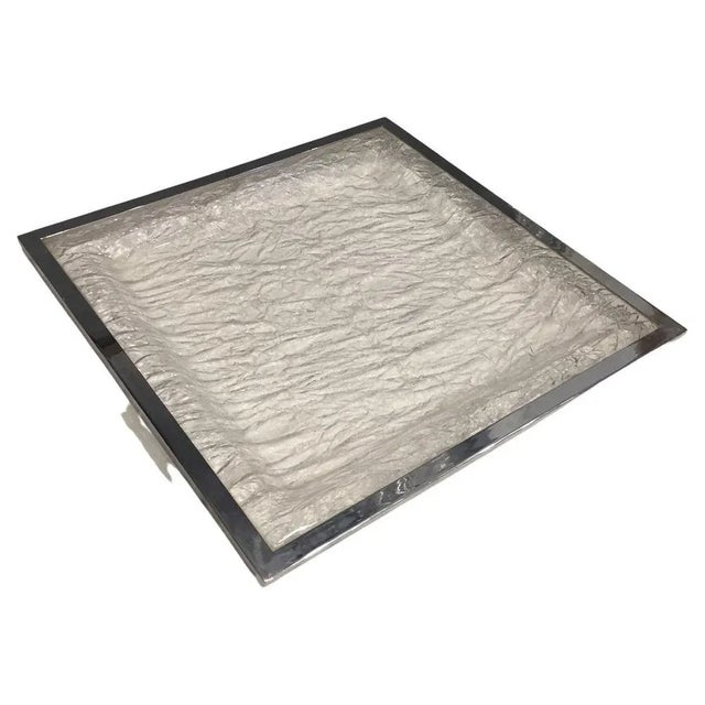 Space Age Serving Tray in Transparent Acrylic Glass with Chromed Metal Edges For Sale - Image 11 of 11