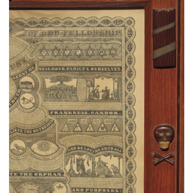 1874 American Folk Art Frame Hand Carved Symbols Fraternal Order Odd Fellows Ioof For Sale - Image 4 of 9