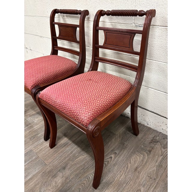 Red Vintage Willett Furniture Regency Style Barley Twist Top Mahogany Dining Chairs For Sale - Image 8 of 12