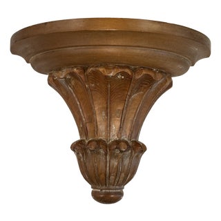 Large Scale Vintage Italian Hand-Carved Wooden Wall Shelf / Wall Bracket For Sale