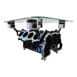 Industrial V8 Motor Block Coffee Table For Sale