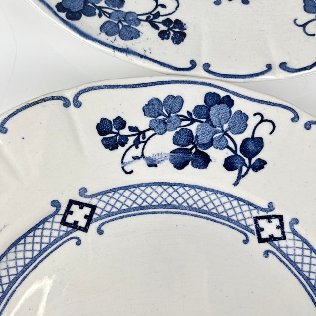 Blue Antique Jane Model Flat Plates from KG Lunéville, 1890s, Set of 6 For Sale - Image 8 of 13