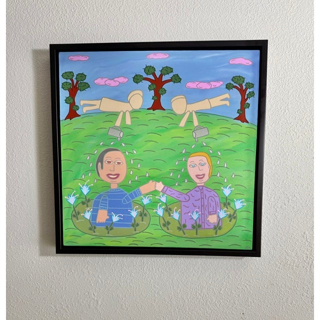 Folk Art Original Acrylic Folk Art Painting From Renowned Key West Artist 'Just Us' For Sale - Image 3 of 9