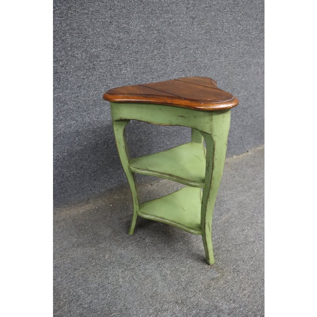 Early 21st Century Baker Painted Corner Side Table With Cherry Top For Sale - Image 5 of 12