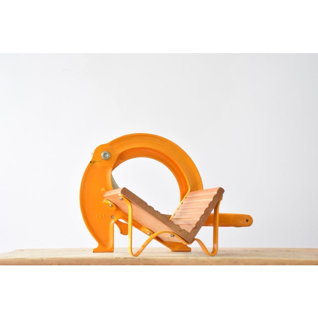 Industrial Mid-Century Danish Orange & Gold Bread Slicer by Ove Larsen for Raadvad, Denmark, 1960s For Sale - Image 3 of 13