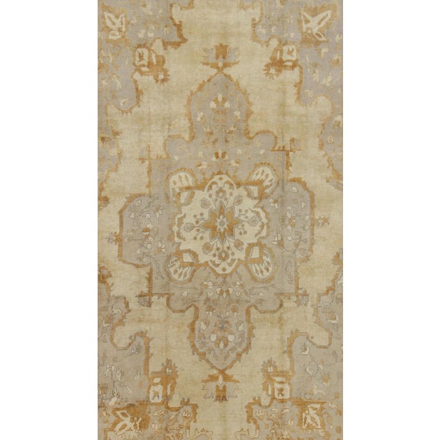 Vintage Turkish Rug With Medallion Design in Lavender and Cream For Sale - Image 4 of 9