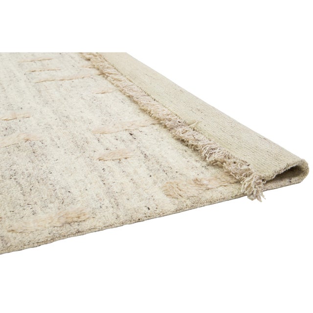12 X 15 Room Size Modern Moroccan Designed Wool Rug in Beige For Sale - Image 4 of 11