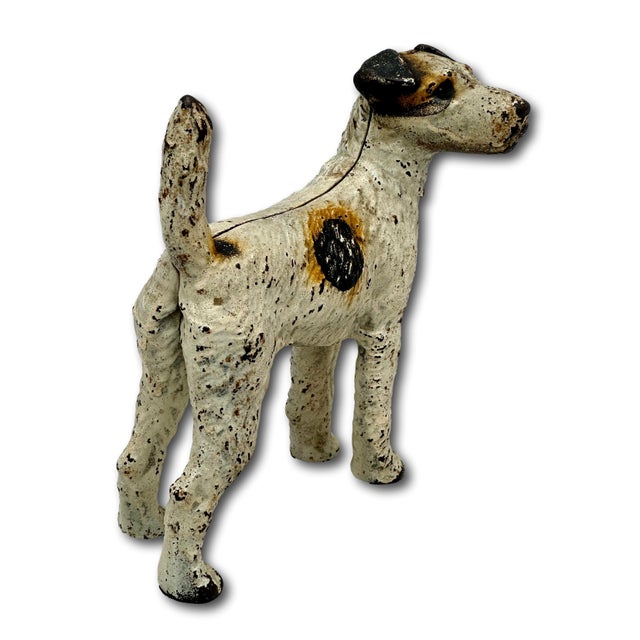 Hubley Manufacturing Company Vintage 1930s American Hubley Manufacturing Company Cast Iron Fox Terrier Dog Doorstop For Sale - Image 4 of 18