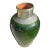 Vintage Signed Safi Tensift Moroccan Green Glazed Pottery Vase With Metal Mounts For Sale