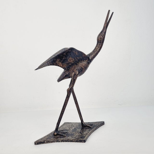 Metal Crane Bird Sculpture, 1970s For Sale - Image 7 of 14