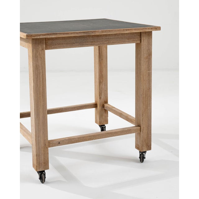 20th Century Belgian Wooden Side Table on Wheels For Sale - Image 11 of 18