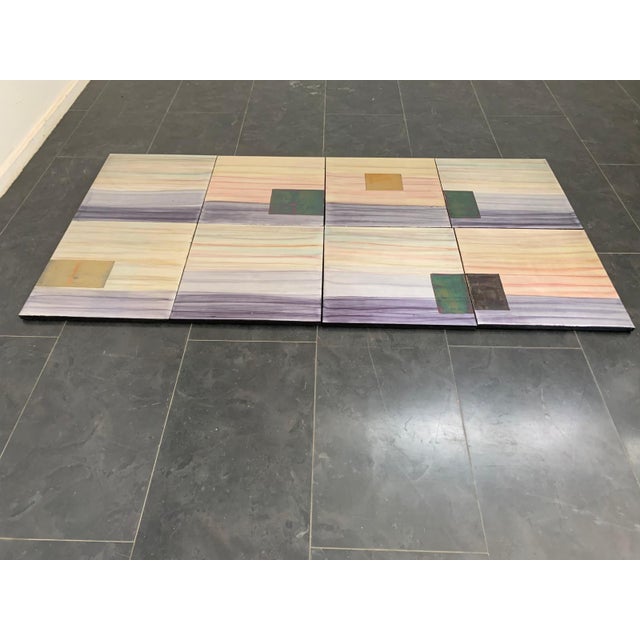 1980s Iridescent Polychrome Abstract Panels in Metal, 1980s, Set of 8 For Sale - Image 5 of 17