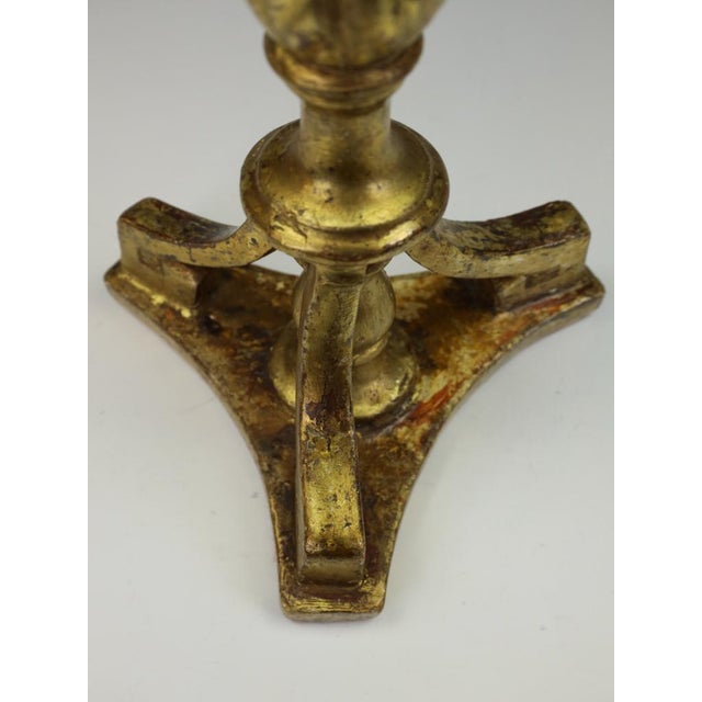 18th-Century Neoclassical Italian Giltwood and Polychrome Candlestick, 1800 For Sale - Image 3 of 18